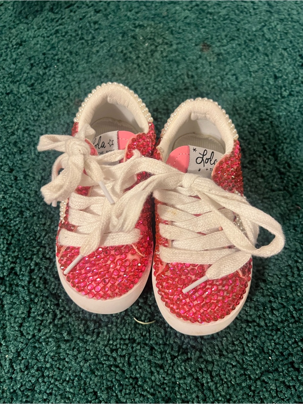 lola Hot Pink Rhinestone Kids Sneakers